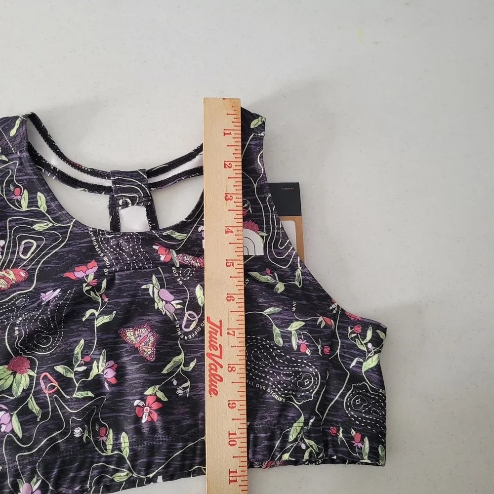 North Face Girls Never‎ Stop Bralette XL 14/16 Black Floral Athletic Performance